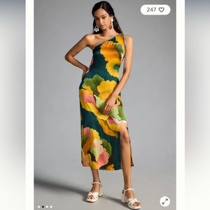 Anthropologie NWOT Farm Rio x Anthropologie Printed One-Shoulder Dress Size XS.